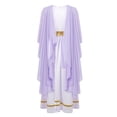 thumbnail image 2 of YIZYIF Kids Girls Ancient Greek Toga Halloween Carnival Roman Grecian Princess Sleeveless Tulle Dress Lavender 10, 2 of 7
