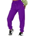 thumbnail image 3 of YUEJUIR Business Casual Pants for Women Women's Casual Solid Pocket Pants High Waist Elastic Band Pants Womens Linen Pants Harem Pants Women Flowy Pants for Women (Purple,L), 3 of 5