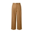 thumbnail image 3 of ZHYou No BoundarieWide Leg Capri Pants for Women High Waisted Linen Blend Pleated Button Closure Loose Fit Flowy Casual Summer Trousers Khaki Size S, 3 of 5