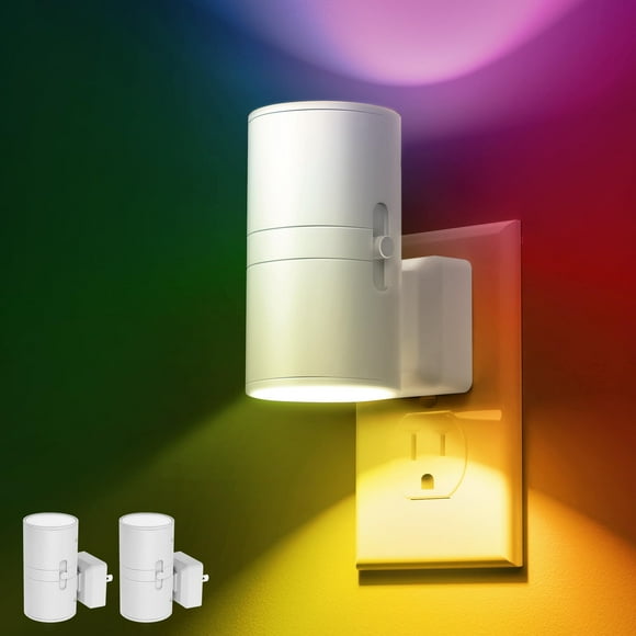 Luz nocturna L LOHAS LED que cambia de color con sensor de luz, paquete de 2