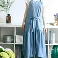 thumbnail image 4 of Fishtail Apron for Women Soft Cotton Japanese Style Artists Smock Kitchen Baking with Pockets, 4 of 5