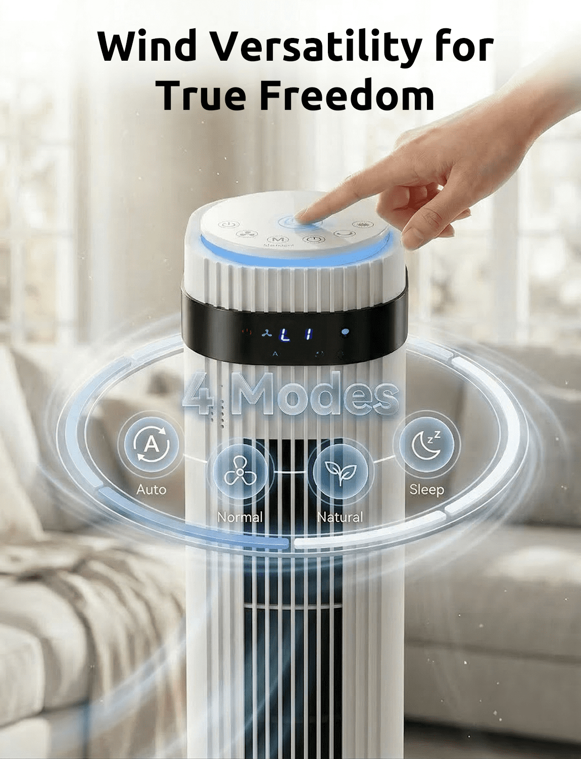 35" Bladeless Tower Fan - Ultra-Quiet 28dB for Bedroom Sleep 25 ft/s High Velocity Cooling w/ Remote 64° Wide Oscillation, 12H Timer, 5 Speeds, 4 Modes LED Display Standing Floor Fan - White