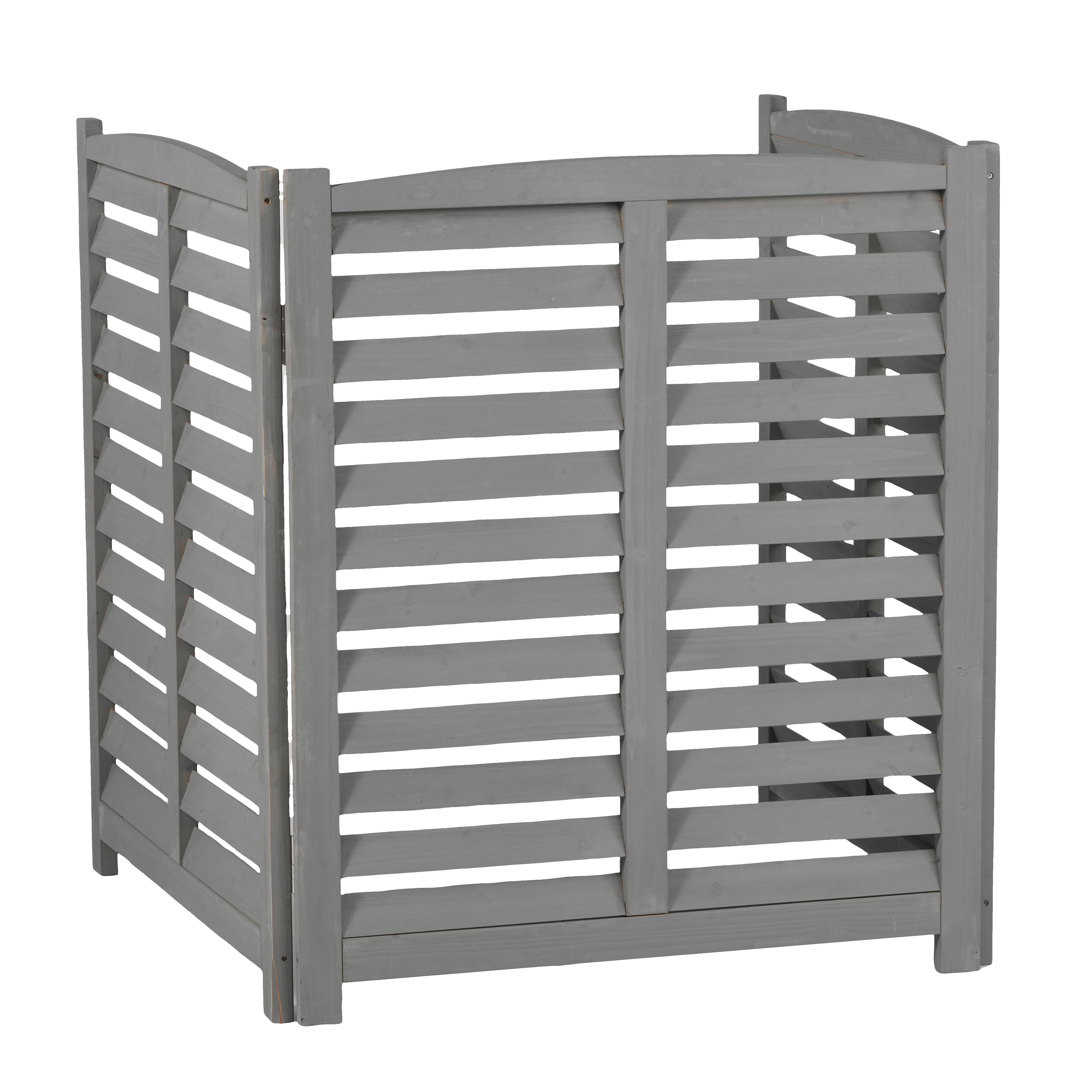 3-Panel Solid Wood Privacy Screen 32×38 Inch, Ventilated Outdoor AC Unit Fence Freestanding Enclosure for Trash Cans Pool Pump Patio Garden Decor