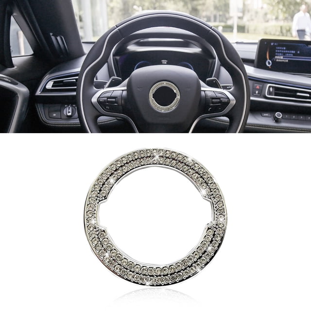 sweethay Pegatinas de cubierta central para volante de coche, pegatinas autoadhesivas de cristal de diamantes de imitación para Interior de Automoción decorativa y accesorios