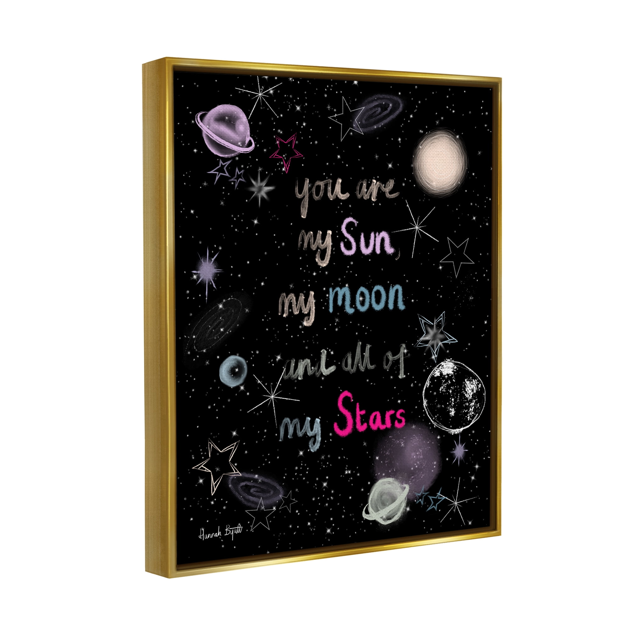 Stupell Industries Outer Space Phrase Typography Painting Gold Floater Framed Art Print Wall Art, 17 x 21