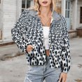 thumbnail image 3 of Jackets for Women Winter Coat Jackets Flannel Stand Collar Jacket(Endless Sea of Soccer Balls,Size:S-4XL), 3 of 7