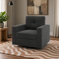 thumbnail image 2 of Swivel Accent Chair, 360-Degree Single Sofa Chair with Point-Tufted Backrest & Square Arms, Mid-Century Modern for Living Room Bedroom, Dark Gray, 2 of 13