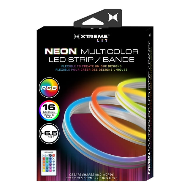 Xtreme 6.5Ft Neon Multicolor Led Strip Customizable With Remote Control 16 Colors/4 Flash Modes Bendable For Creative Shapes Easy-To-Install Usb-Powered From 5V Source Or Via Wall Charger