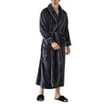 thumbnail image 2 of YueHuiYing Mens Plush Robe Soft Shawl Collar Bathrobe Long Fluffy Spa Robes Winter Warm House Robe with Pockets, 2 of 8