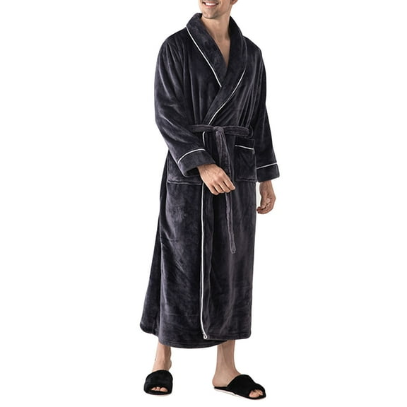 Man Flannel Lounge Pajamas Sleepshirts Bath Robes Bath Robes for Mens Long Plus Size Tie Knot Bandage Basic Winter Fall 2025 Clothes Country Concert
