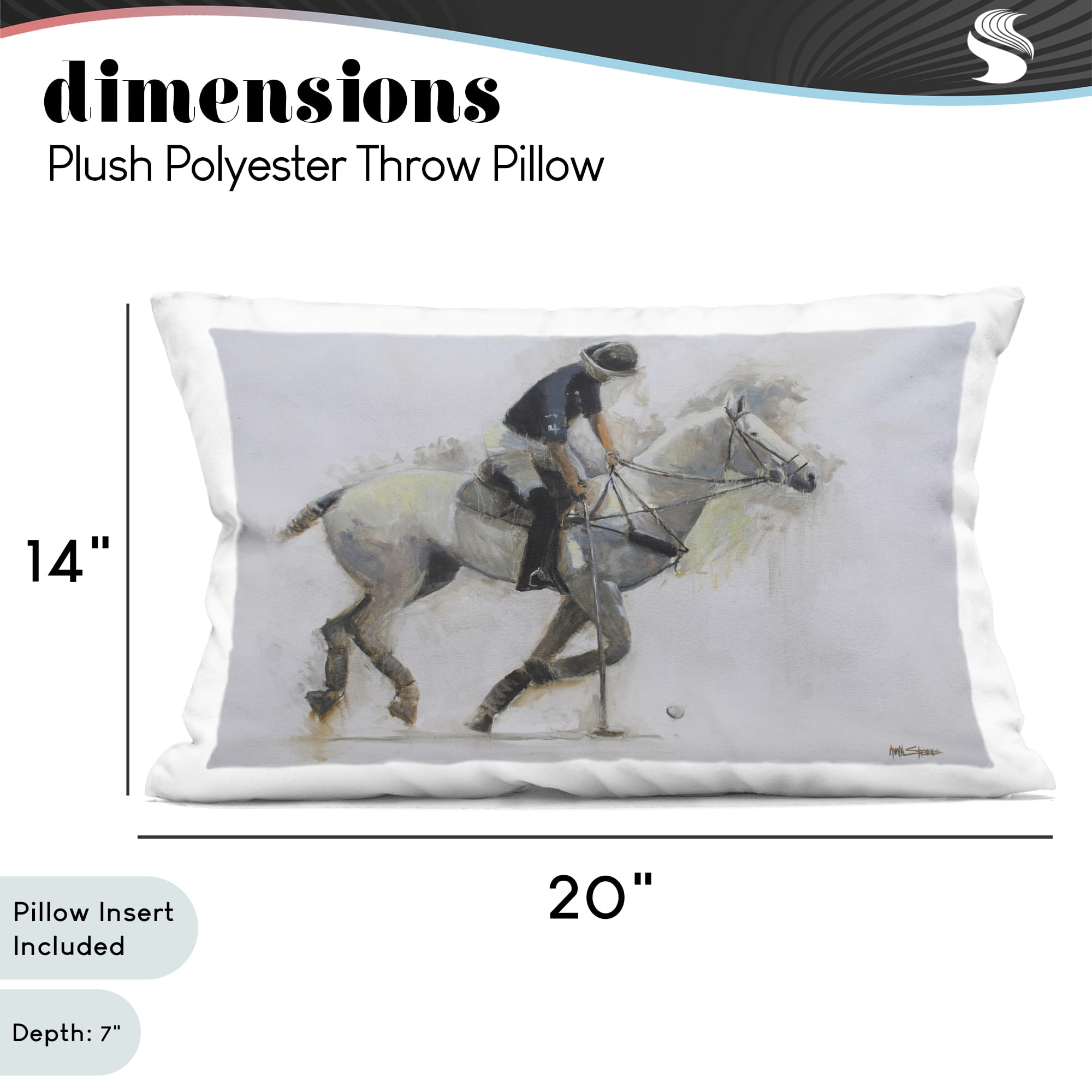 Stupell Industries Polo Rider in Motion Decorative Printed Throw Pillow, design by Jadei Graphics, 14 x 7 x 20