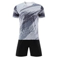 thumbnail image 4 of 2 Piece Soccer Outfits Kids Short Sleeve Crew Neck T Shirts Elastic Waist Shorts Breathable Comfy Casual Training Suit (9 Years, White), 4 of 5