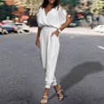 thumbnail image 2 of Riforla Jumpsuit for Womens Dressy Casual 2024 Romper Cold Shoulder Outfits for Summer Jumpsuits for Women White XL, 2 of 7