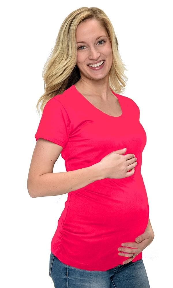 Bhome 2pcs Maternity T Shirt Short Sleeve Casual Side Ruched Tee Pregnancy Top 