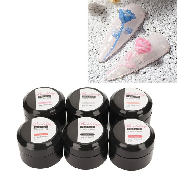 Gel Sculpture d'Ongles, Léger Longue Durée 6 Pcs Extension d'Ongles Gel Solide pour Manucure pour Salon