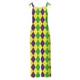 thumbnail image 3 of DDAPJ pyju Mardi Gras Jumpsuits for Women Color Block Print Long Playsuit Carnival Party Jumpsuit Celebration Parade Bib Overalls Sleeveless Wide Leg Rompers with Pockets Yellow XXL, 3 of 5