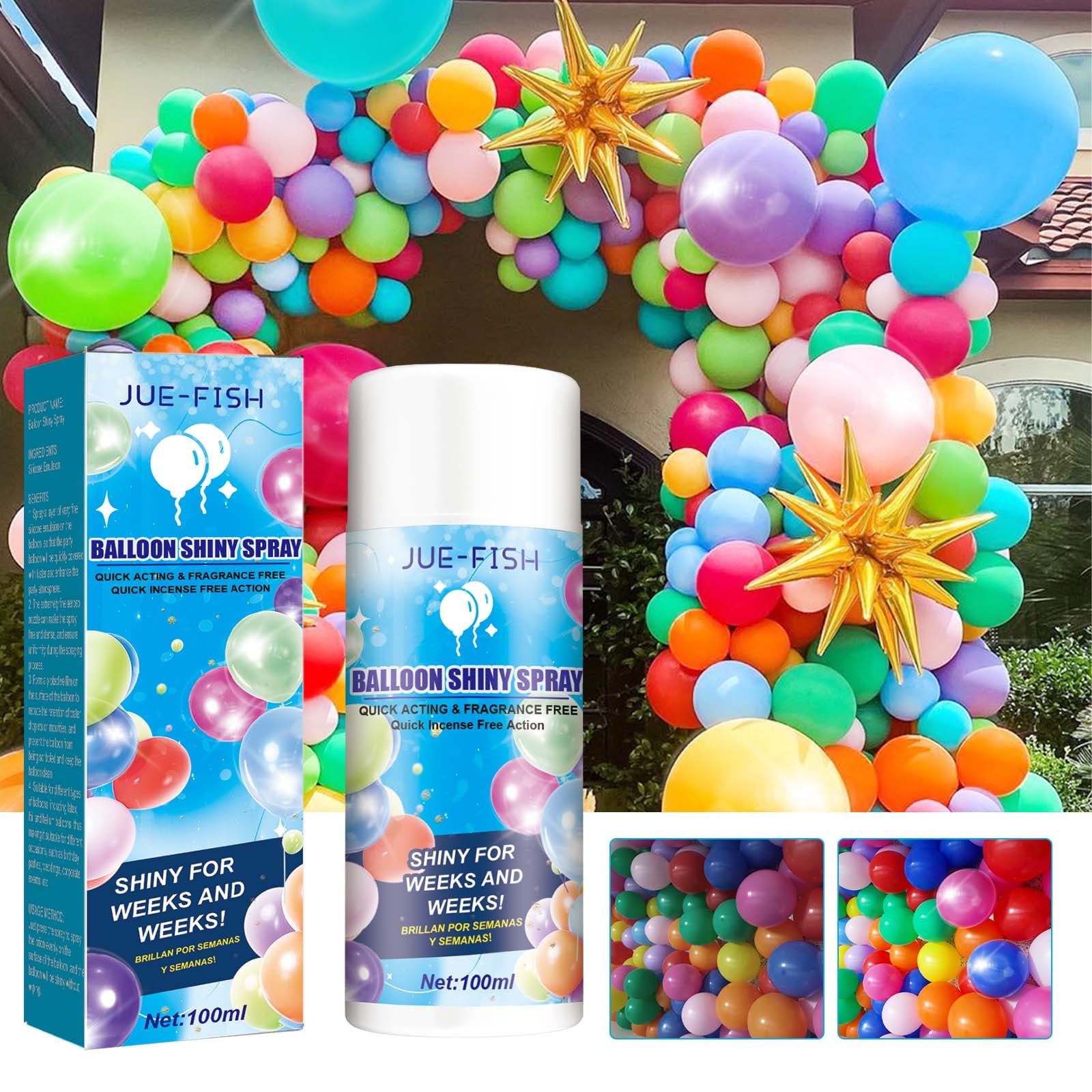 Balloon Shine Spray, 3.3Oz Balloon Shiny Spray for Latex Balloons Ultra Shiny Glow Spray Party Decoration, Based Balloon Brightener Rapidly Dry Balloon Spray