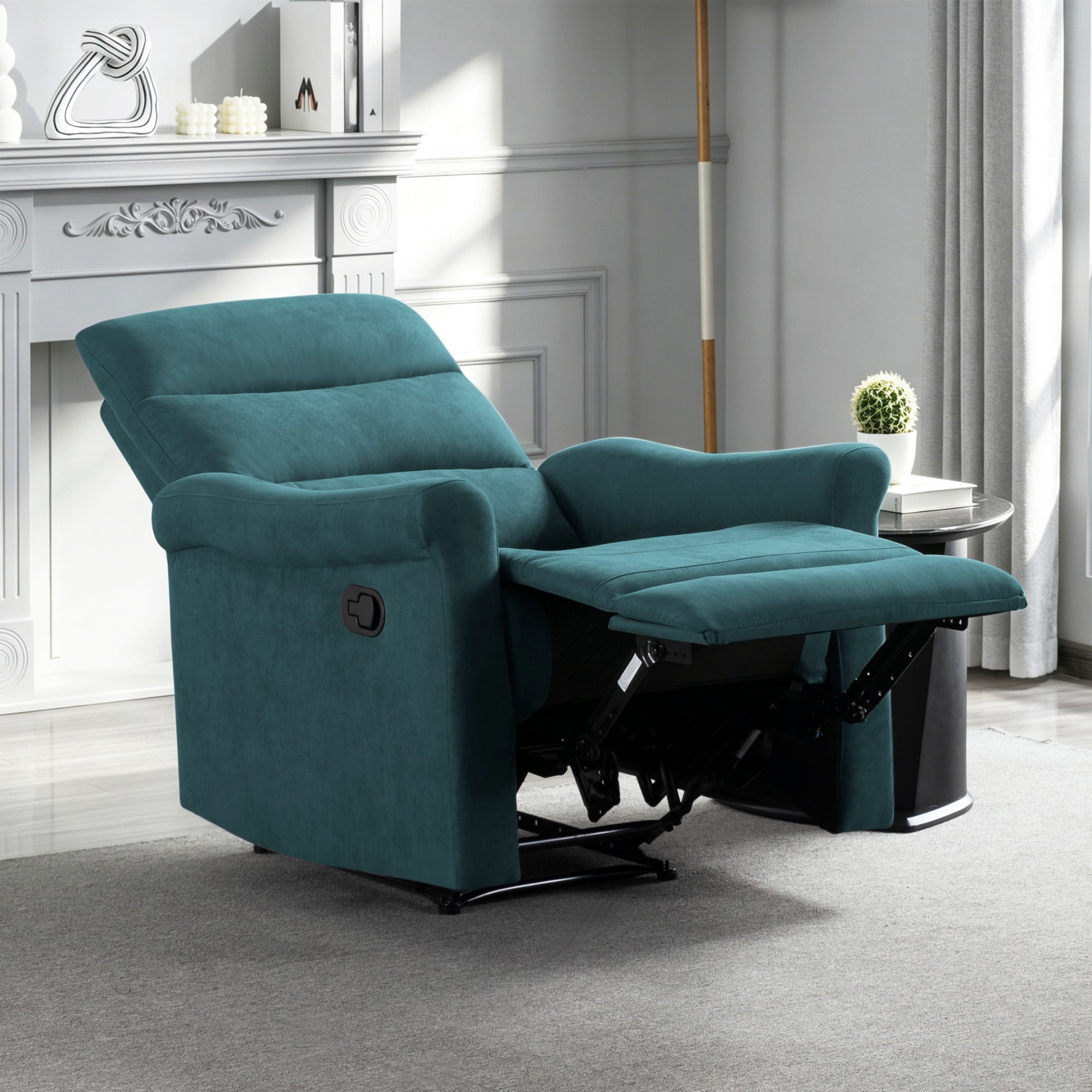 BSHTI 31.89” Linen Fabric Manual Recliner Chair, Single Sofa Recliner with Adjustable Backrest for Ergonomic Comfort Seating for Living Room & Office(Green)