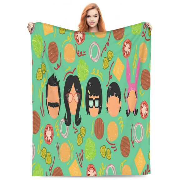 Bob's Burgers Bed Blanket Super Soft Fleece Throw Blanket Lightweight Warm Cozy Cartoon Blankets Gifts for Kids Adults 40"x30"