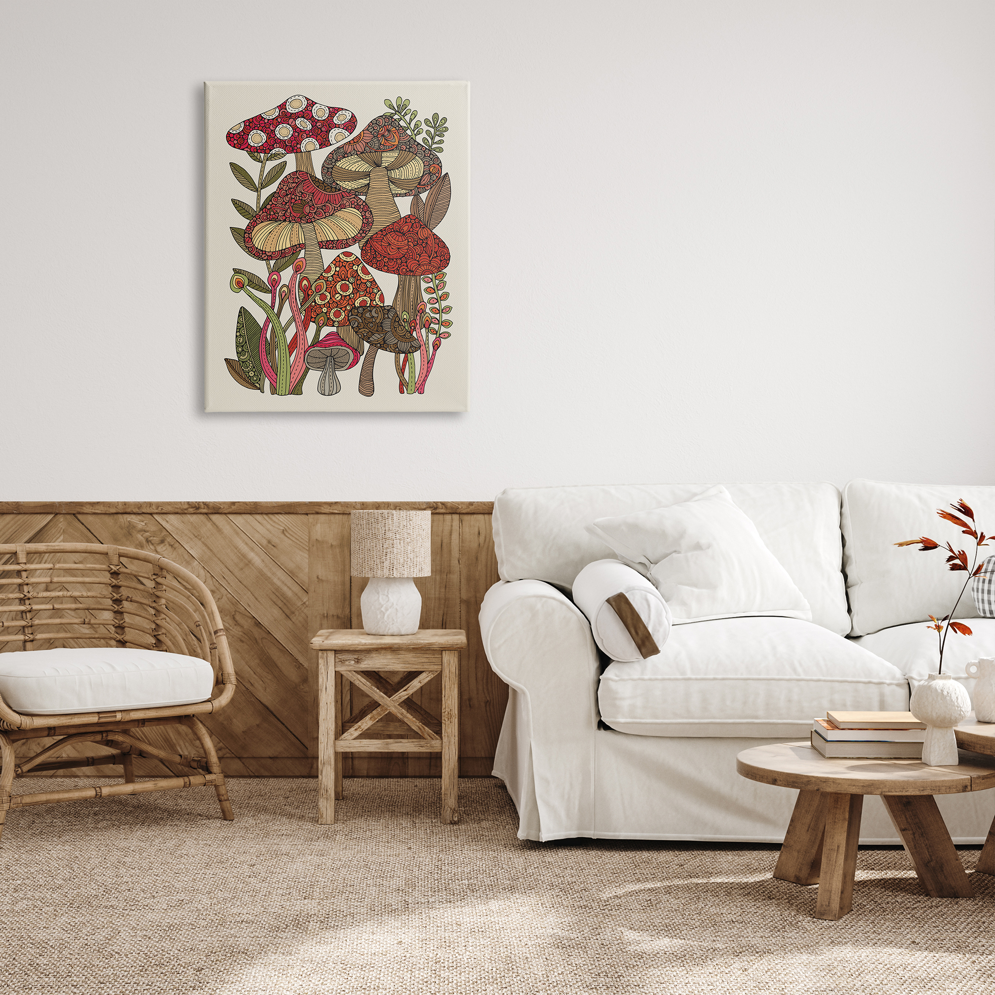 Stupell Industries Layered Mushrooms Nature Botanicals Intricate Floral Patterns Graphic Art Gallery Wrapped Canvas Print Wall Art, Design by Valentina Harper