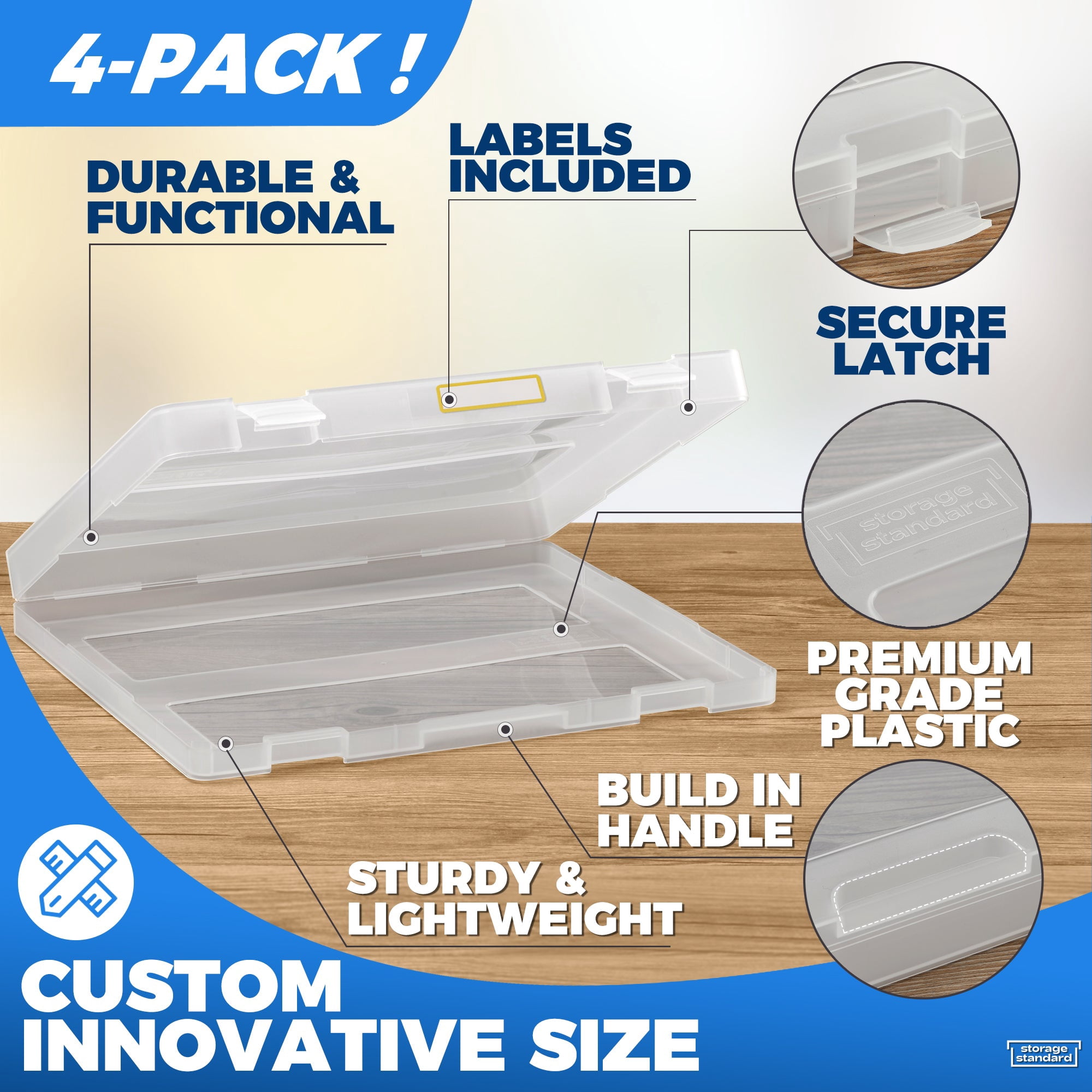 Storage Standard 4-Pack Stackable Craft & Document Organizers with Labels