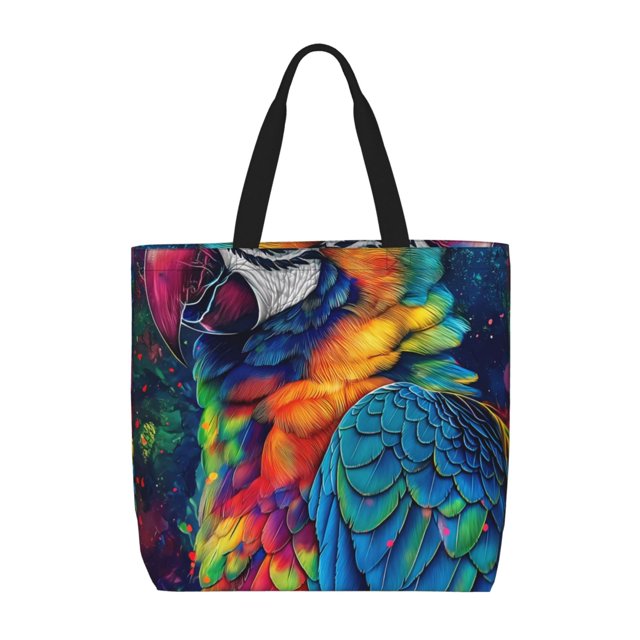 Balery Vibrant Rainbow Parrot Fantasy Bolsa de Mano para Mujeres con Cremallera, Bolsa de Gimnasio con Compartimentos, Bolsa para Laptop, Bolsa para Trabajo