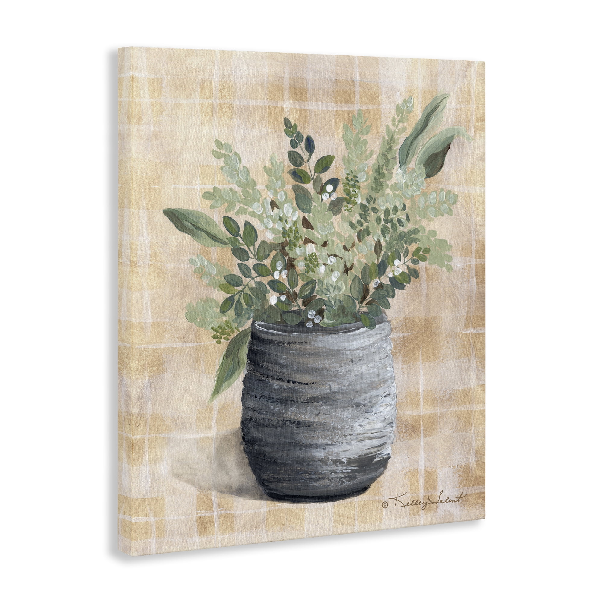 Stupell Industries Botanical Herbs Pottery Botanical & Floral Painting Gallery Wrapped Canvas Art Print Wall Art, 30 x 40