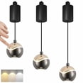 thumbnail image 1 of FSLiving Suspension de Rail à Hauteur Réglable Type J, Rail de Levage Rétractable, Lumière DEL à Intensité Réglable, Gradateur Tactile Manuel, Luminaire Intérieur Globe, Noir Lustré, Éclairage d'Îlot, Accent, 3 Couleurs, Lampe Plafonnier, 3 Lumières, 1 of 8