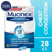 Mucinex 12 Hour Relief, Maximum Strength Chest Congestion and Cough Medicine, 28 Tablets