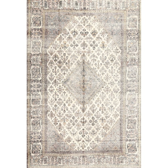 Ahgly Company Machine Washable Indoor Rectangle Traditional Gold Area Rugs, 6' x 9'