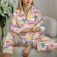 thumbnail image 6 of Fotbe Dinosaur Pattern Long Sleeve Pajama Set for Women,Sleepwear Set,2-piece Loungewear Set,Soft PJs Comfy Nightwear with Pockets -Small, 6 of 7