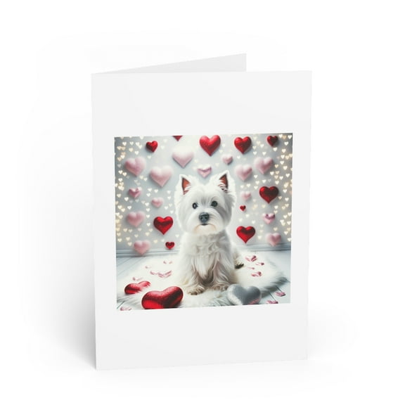 DistinctInk Greeting Card / Note Card - Valentine's Day West Highland White Terrier - PACK of 10