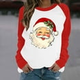 thumbnail image 2 of asdoklhq Christmas Womens Long Sleeve Tops Women's Casual Christmas Printed Long-sleeved Round-neck Raglan Sweater Red 2X, 2 of 3