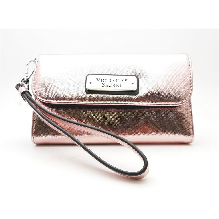 Victoria's Secret metallic pink Clutch/Wallet/Phone Case Purse with Wrist  Strap