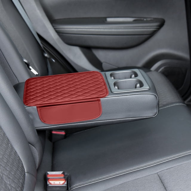 Leodye 1PCS Car Armrest Box Cushion Multifunctional Storage Bag, Leather Car Arm Rest Cover Cushion , Universal Automotive Armrest Protector Storage Box-17.52*12.4IN