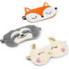 3-Pack Animal Sleeping Eye Mask, Cute Sloth, Llama & Fox Travel Sleep Eye Cover for Women, Girls, Kids