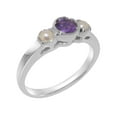 thumbnail image 1 of LBG British Made 10k White Gold Amethyst & Cultured Pearl ring Womens Anniversary Ring - 33 size options - Size 11.75, 1 of 7