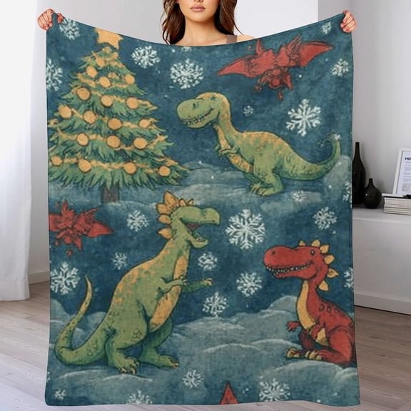 RKSupls Christmas Throw Blanket ,Cute Dinosaur Decorative Blanket for Home Bed Sofa Couch,30x40 in