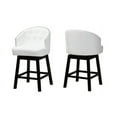 thumbnail image 2 of Baxton Studio Theron Mid-Century Transitional White Faux Leather and Espresso Brown Finished Wood 2-Piece Swivel Counter, 2 of 7