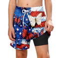 thumbnail image 1 of Odeerbi Boys Independence Day Swim Pantalones Patriotic Beach 2-In-1 Compression Liner Board Shorts Con Bolsillos, 1 of 9