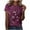 Burgundy, variant on Odeerbi Summer 2025 Casual Elegant Tops for Women Printed Round Neck Short Sleeve T-Shirt Blouse Pullover Burgundy