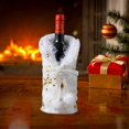 thumbnail image 6 of Beautynvta Christmas Wine Bottle Covers Bag, White Plush Dress Clothes Wine Bottle Cover with Gold Snowflake, for Home Dinner Party Festival Table Decor, 6 of 6