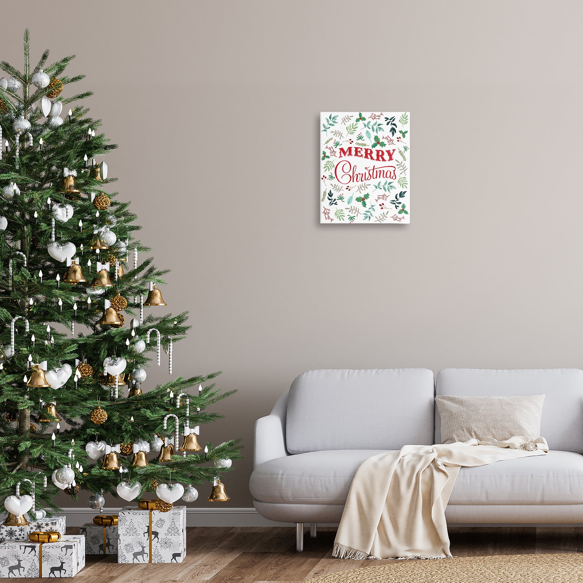 Stupell Industries Christmas Botanicals Pattern Holiday Painting Gallery Wrapped Canvas Art Prints Wall Art, 16 x 20