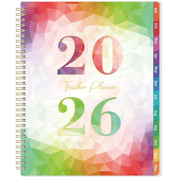 2026 Teacher Lesson Planner, Year Planner Jan to Dec 2026, Large 8.5 x 11, Monthly Weekly Planning, Classroom Organization, Multicolor