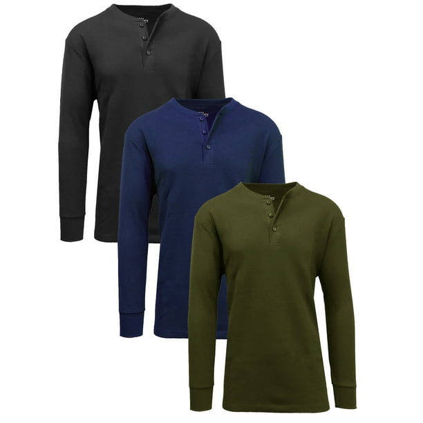 3Pack Mens Long Sleeve Henley Thermal Tee (S3XL)
