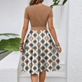 thumbnail image 4 of WTOBBY Women's Casual Vintage Floral Print Belted Waist Short Sleeve Round Neck Elegant Summer Dress,Brown 2XL, 4 of 4