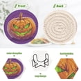 thumbnail image 4 of Haosy Set of 6 Drink Woven Coaster with Holder Heat Resistant Non-Slip Bar Coasters 4 Inches Halloween Evil Pumpkin, 4 of 7