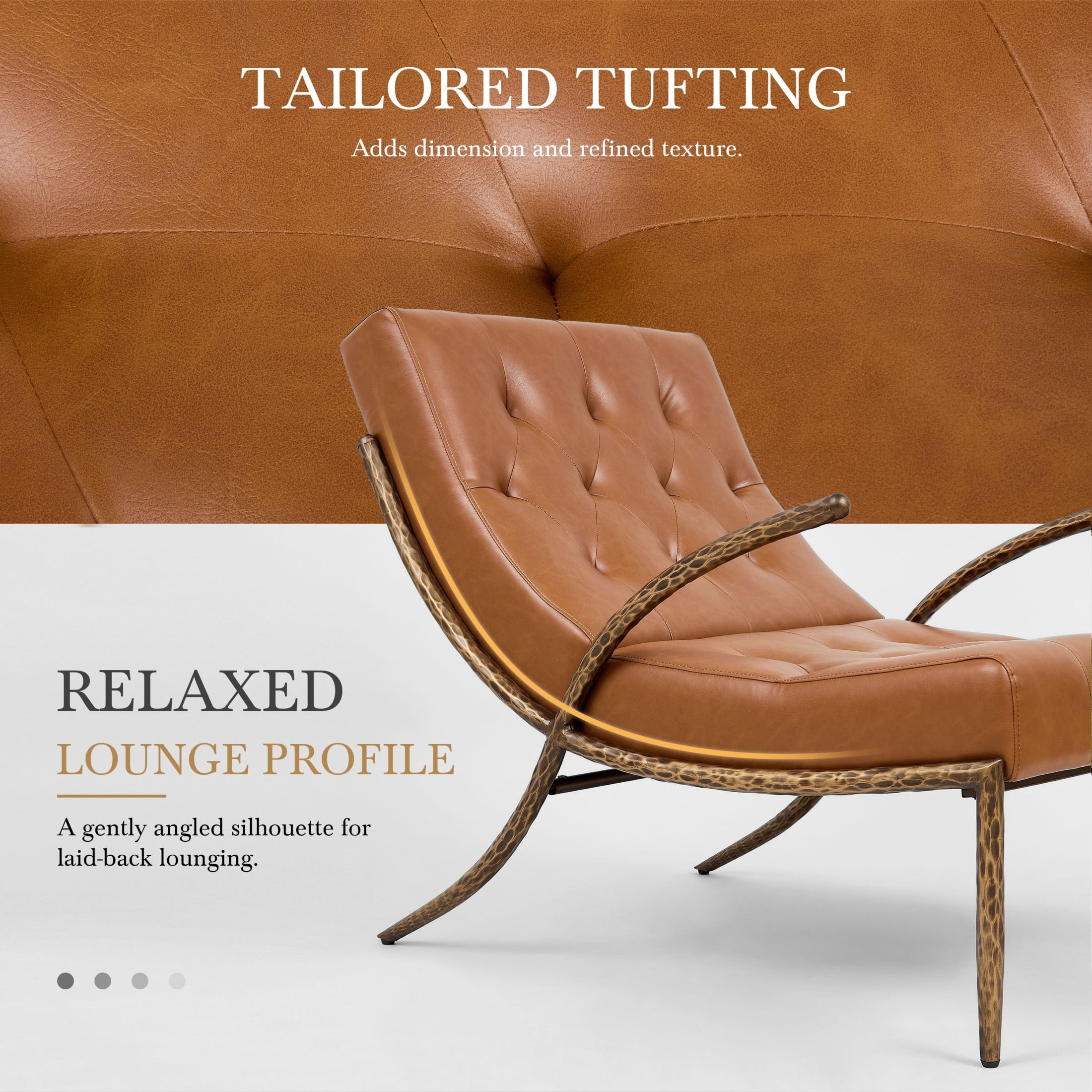 Christopher Knight Home Modern Lounge Chair with Ottoman, Leather Upholstery, Curved Metal Frame, Brown