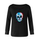 thumbnail image 3 of Camiseta suelta estampada a la moda para mujer, blusa de manga larga, cuello redondo, camisetas informales Pompotops FGAJ14857, 3 of 4