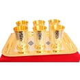 thumbnail image 5 of Indian Art Villa Silver-Plated Glass & Tray Set, 7-Piece, Red Velvet Box, Gold Accents, 5 of 5